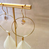 Hoop & Stone Feather Earrings