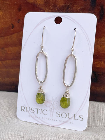 Peridot Paperclip HoopEarrings