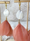 Mother of Pearl Feather Earrings