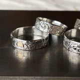 Forged in Flame Mixed Metal Textured Rings