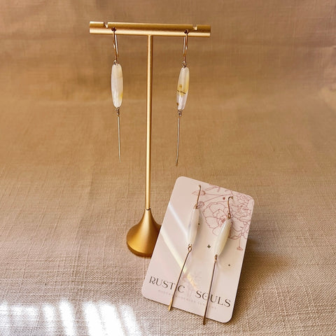 Gold Montana Agate Stick Earrings