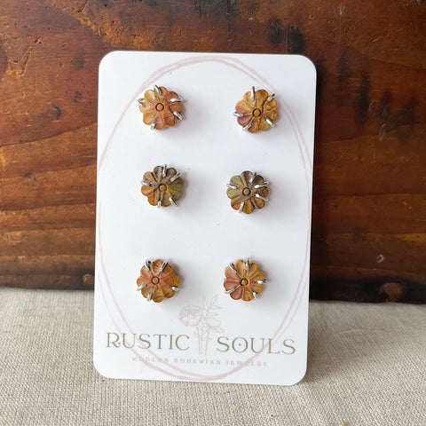 Jasper Flower Stud Earrings