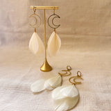 Crescent Moon Feather Earrings