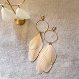 Hoop & Stone Feather Earrings