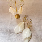 Crescent Moon Feather Earrings