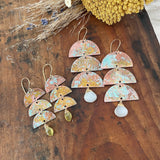 Layered Half Moon Patina Earrings- Small